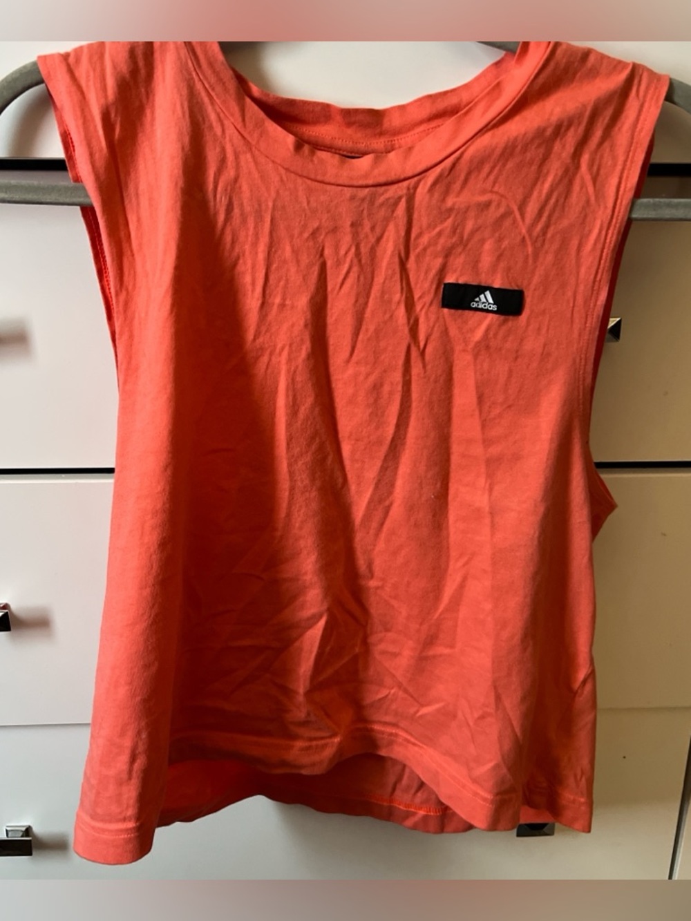 adidas Coral Muscle Tank Top with Black Logo Patch
